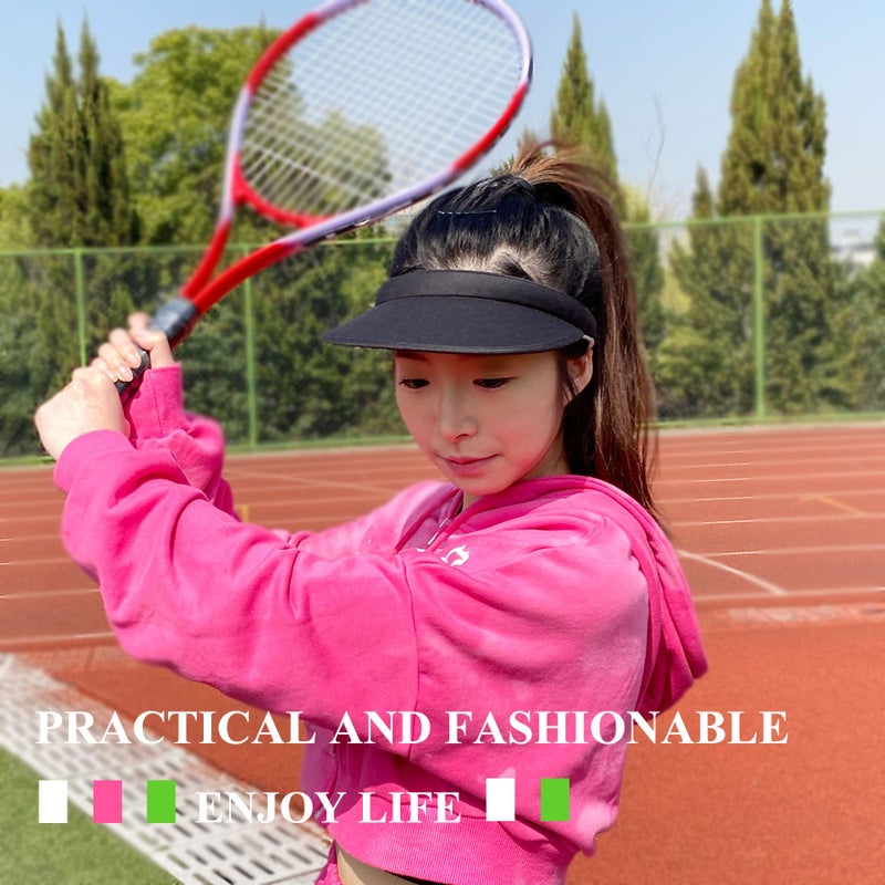 Kejea 2 Pack Sun Visor Hats Women Men Clip On Wide Brim Visors Hat Outdoor Sports Golf Beach Travel Tennis Caps (Black) - Image 5