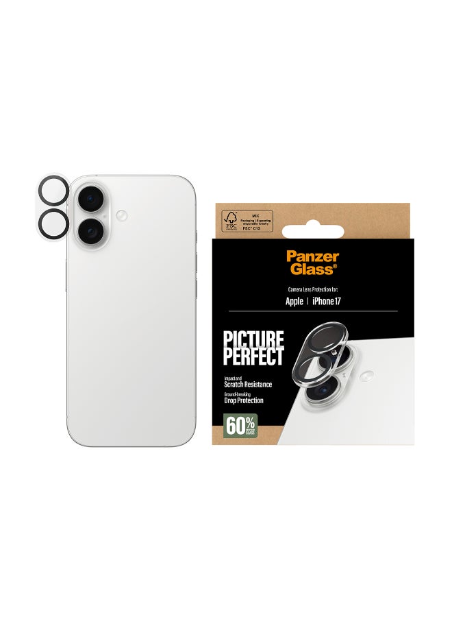 PanzerGlass حامي عدسة كاميرا آيفون 17 صورة مثالية، وضوح فائق، تغطية كاملة مع حماية اللوحة، مضاد للخدش ومضاد لبصمات الأصابع - شفاف - Image 2