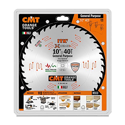 CMT ORANGE TOOLS CMT 251.042.10 ITK XTreme General Purpose Saw Blade, 10-Inch x 40 Teeth ATB Grind with 5/8-Inch Bore - Image 2