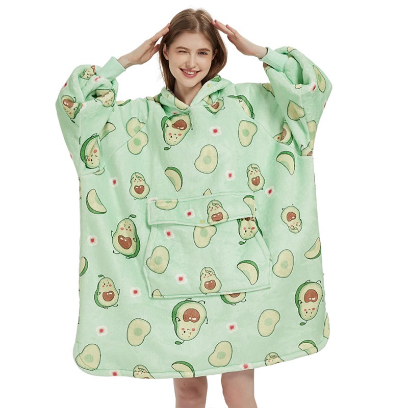 Krifey Wearable Blanket Hoodie, Oversized Sherpa Fleece Sweatshirt with Giant Pocket, Birthday Gifts for Women, Mom, Sister, Avocado - Image 1