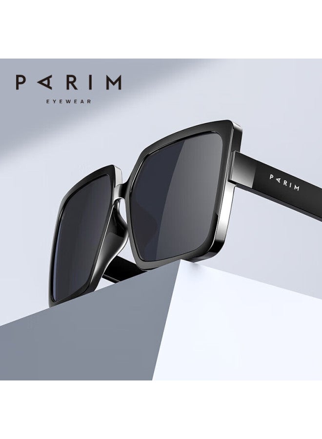 Parim Women's Classic Large Frame Uv Protection Sungl, Slimming White Frame Gl For Big Faces, Trendy Style 76032 B1r