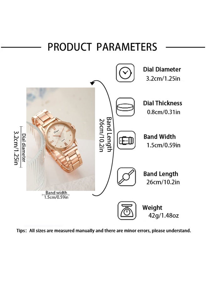 ساعة نسائية فاخرة جديدة من الذهب الوردي مع إكسسوارات براقة – هدية مختارة بعناية لها. - Image 2