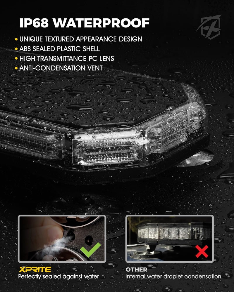 Xprite Amber LED Roof Top Strobe Light with Control Panel for Emergency Hazard Warning - Image 3