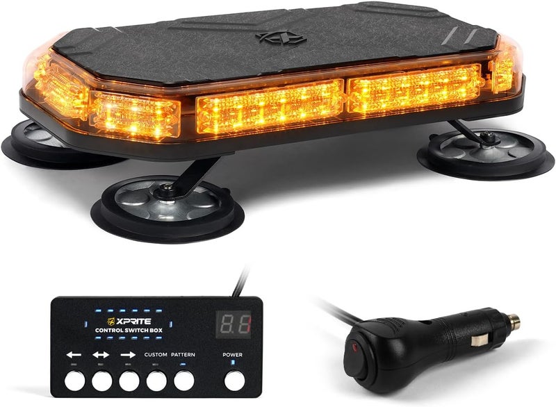 Xprite Amber LED Roof Top Strobe Light with Control Panel for Emergency Hazard Warning - Image 1