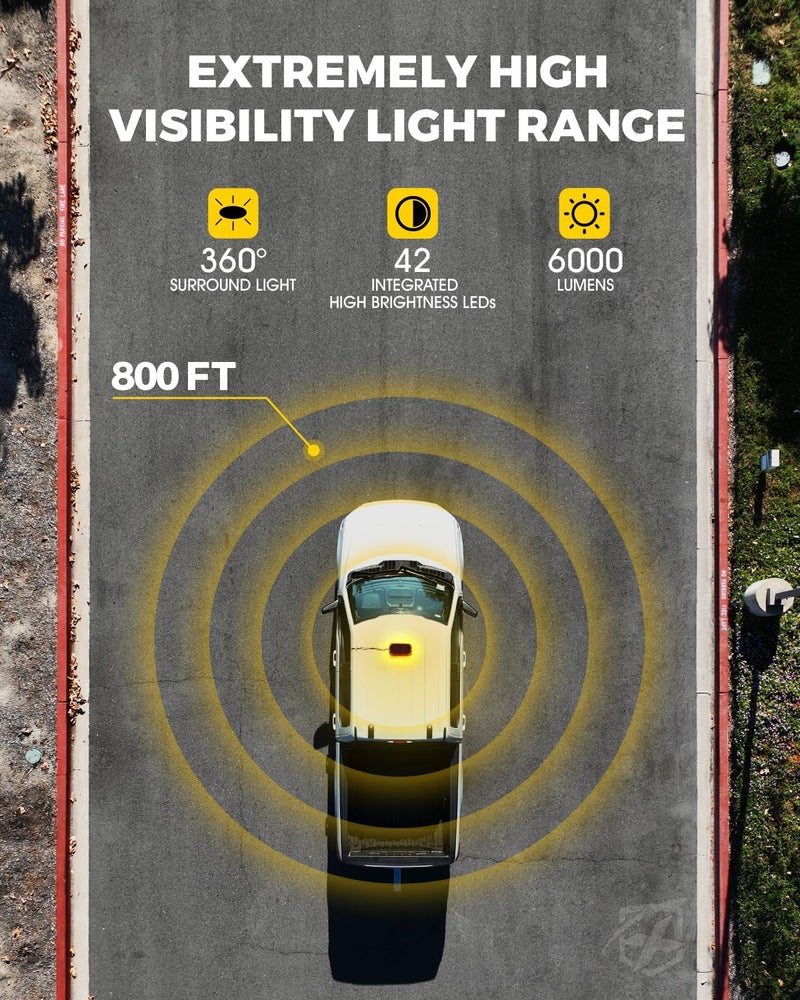 Xprite Amber LED Roof Top Strobe Light with Control Panel for Emergency Hazard Warning - Image 2