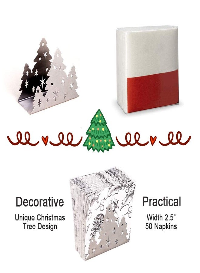 Lysenn Christmas Napkin Holder for Tables - Tissue Dispenser for Kitchen Countertop - Upgraded Sturdy Stainless Steel - Storage and Organization for Multiple Sizes - 6.3 x 4.8 x 2.5 inches - Silver - Image 4
