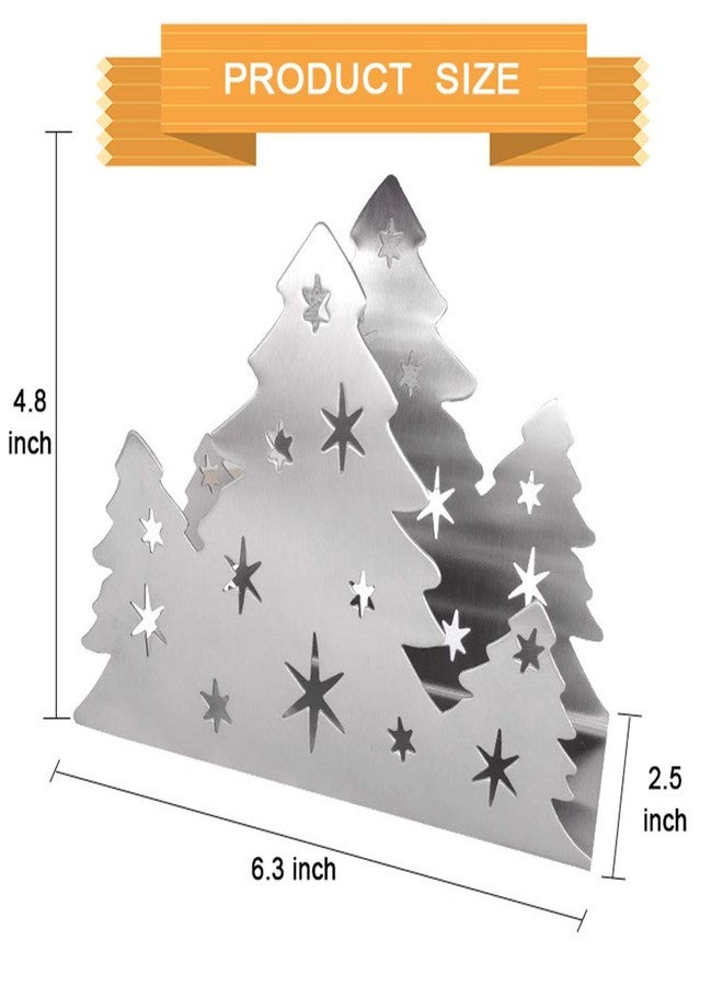 Lysenn Christmas Napkin Holder for Tables - Tissue Dispenser for Kitchen Countertop - Upgraded Sturdy Stainless Steel - Storage and Organization for Multiple Sizes - 6.3 x 4.8 x 2.5 inches - Silver - Image 5
