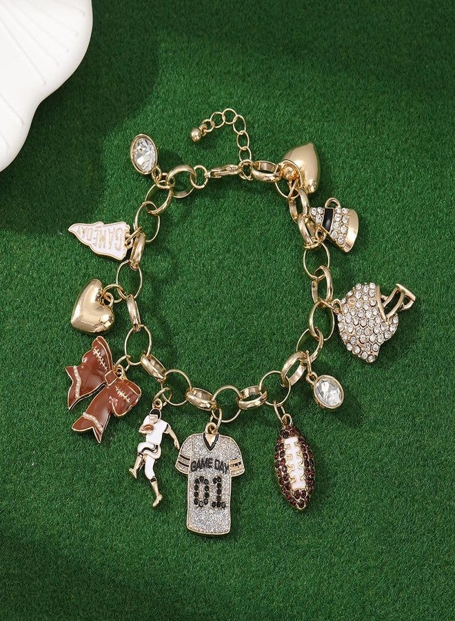 Madison Tyler Football Bracelet for Women | Sport Gold Plated Adjustable Chain Bracelet | Game Day Jersey Football Helmet Whistle Bow Charm Bracelet Jewelry for Fans - Image 5
