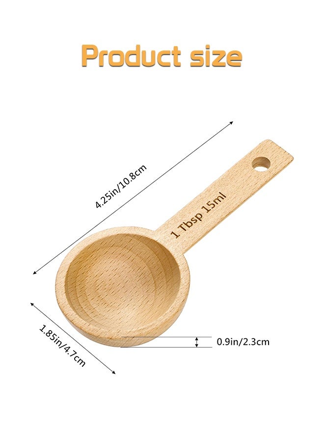 كابتن تيك عبوة من 4 ملاعق قياس خشبية لعلبة، ملعقة كبيرة من خشب الزان، ملاعق قياس لحبوب البن، والبن المطحون، ومسحوق البروتين، والتوابل، والشاي، وملح الاستحمام - Image 2