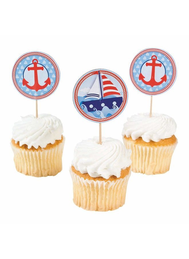 Fun Express Nautical Sailor Theme Cupcake Picks - 25 ct 