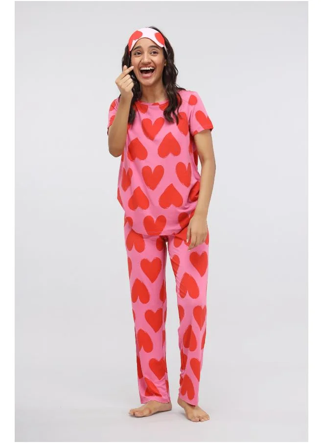 نسيسير Pink Love Modal Pajama Set