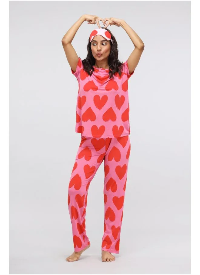 NeceSera Pink Love Modal Pajama Set