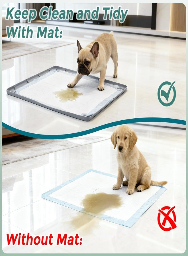 Deenwada Pee Pad Holder for Dogs, 24" x 24" Non-Slip Silicone Puppy Pad Tray with 4 Magnetic Clips, Leak-Proof Raised Edge, Reusable Waterproof Puppy Training Mat for Indoor Floor Protection - Image 5