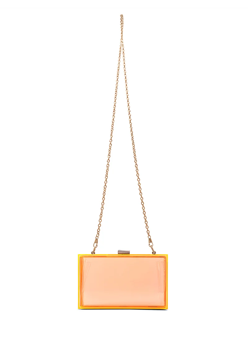 London Rag Orange Clear Rectangle Clutch Bag