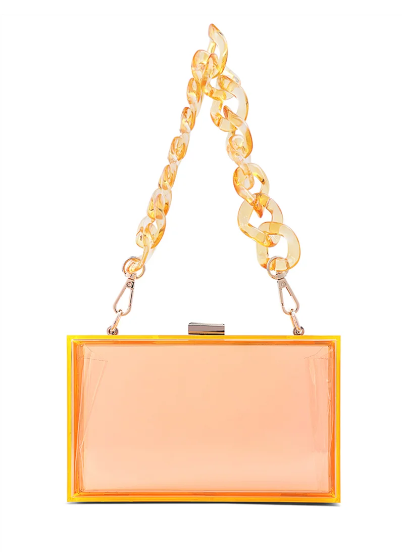 London Rag Orange Clear Rectangle Clutch Bag