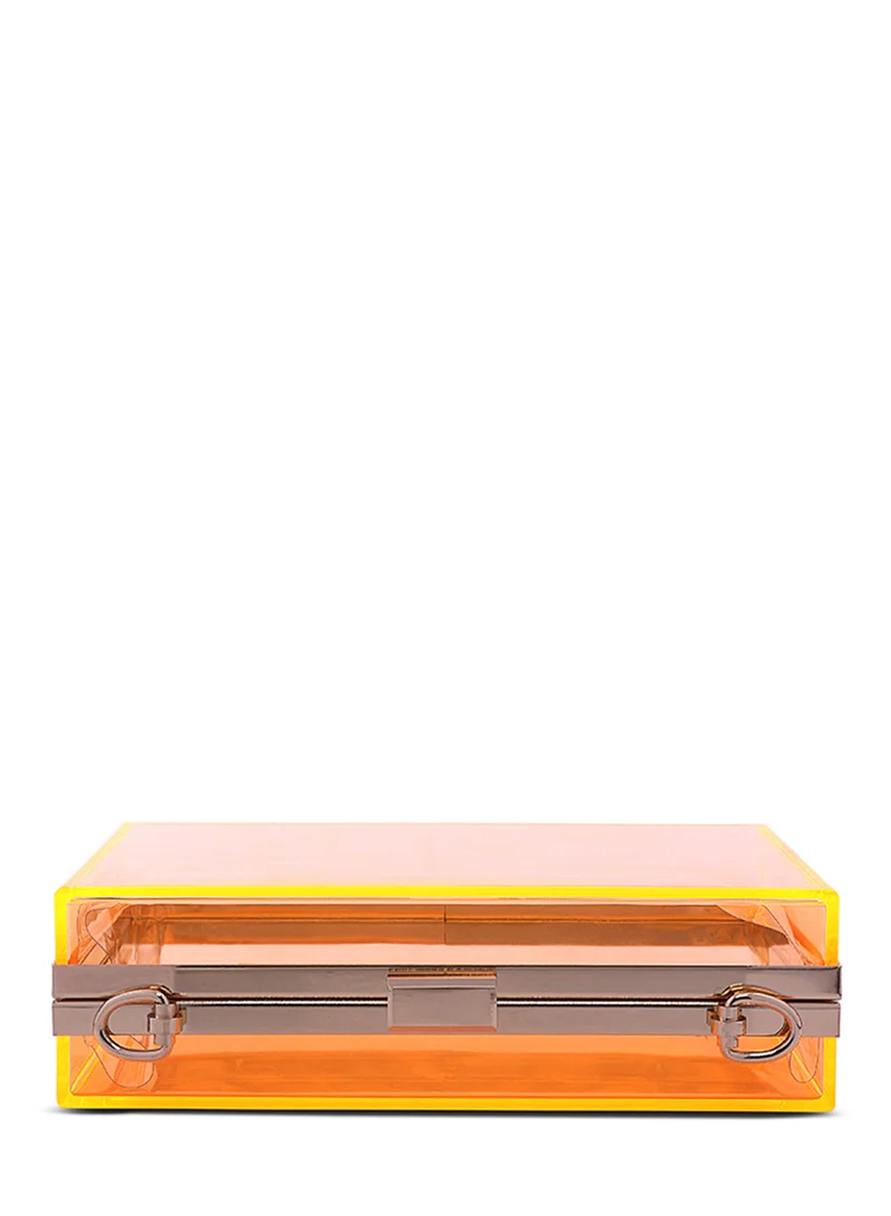 London Rag Orange Clear Rectangle Clutch Bag