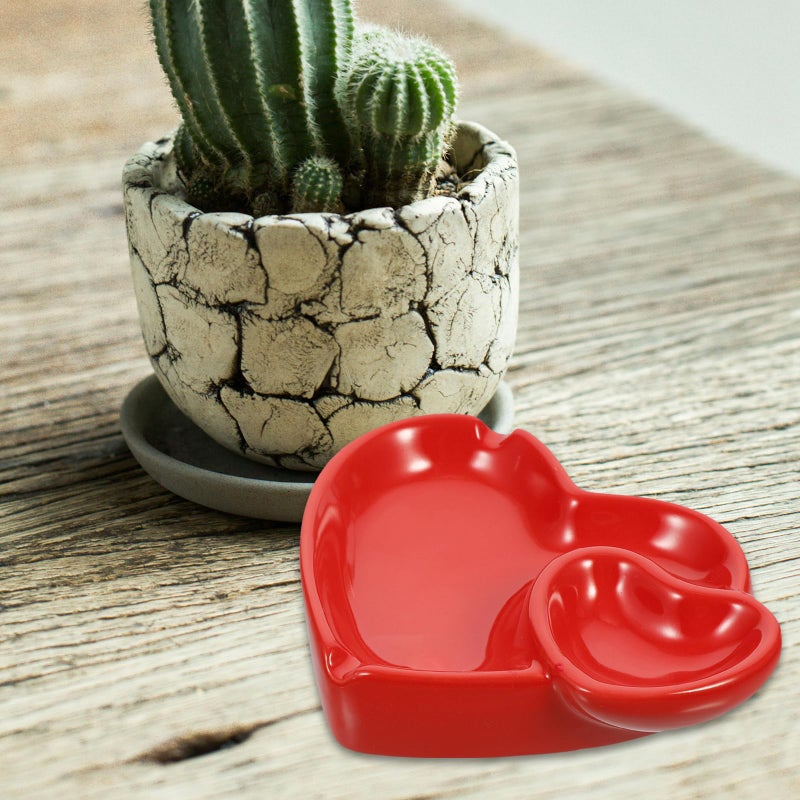 Red Ceramic Heart Shape Ashtray Desktop Ash Holder for Cigarettes Home Decorative Centerpiece - Image 5
