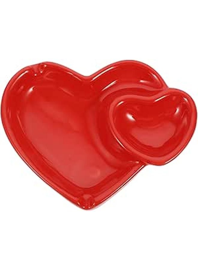 Red Ceramic Heart Shape Ashtray Desktop Ash Holder for Cigarettes Home Decorative Centerpiece - Image 1