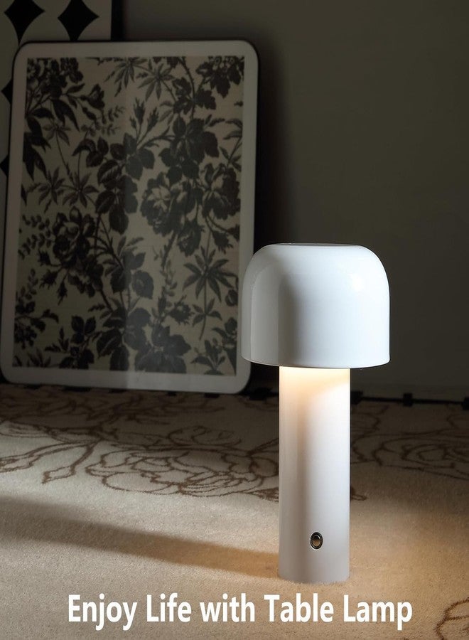 NYRWANA LED Rechargeable Table Lamp for Home Decoration, Bedroom, Bedside - Stepless Dimming, 3 Colour Touch Control - Metal (White) - Image 5