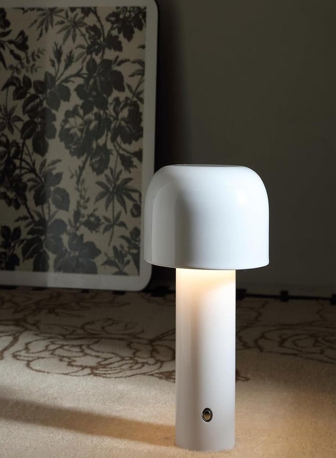 NYRWANA LED Rechargeable Table Lamp for Home Decoration, Bedroom, Bedside - Stepless Dimming, 3 Colour Touch Control - Metal (White) - Image 1