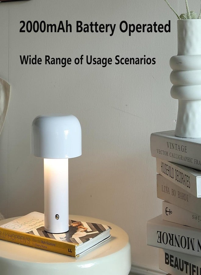 NYRWANA LED Rechargeable Table Lamp for Home Decoration, Bedroom, Bedside - Stepless Dimming, 3 Colour Touch Control - Metal (White) - Image 4