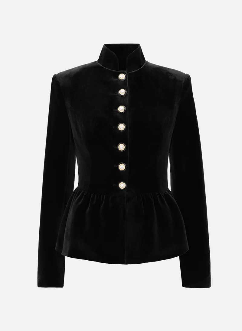Lichi Velvet jacket with peplum and large buttons