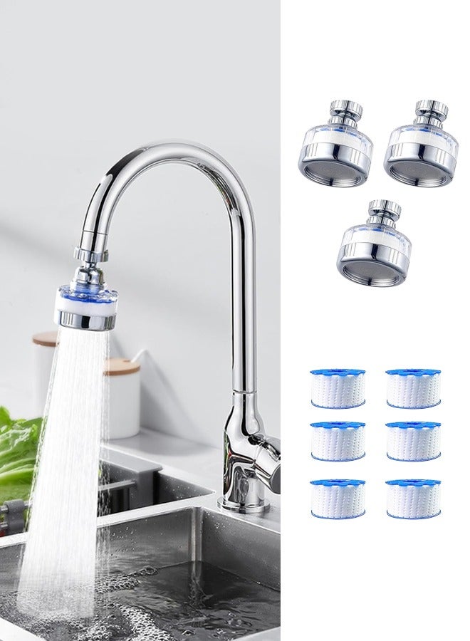 Kitchen Sink Faucet Splash Guard | 360° Rotating Spray Head (3 Pack) + 6 Filter Pads | Easy Installation | Water-Saving Pressure Boost Design - Image 1