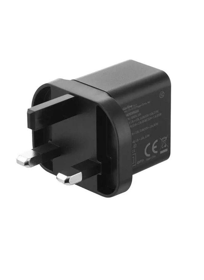 30W Wall Charger with USB Port and Type-C Port Supports Fast Charging Black