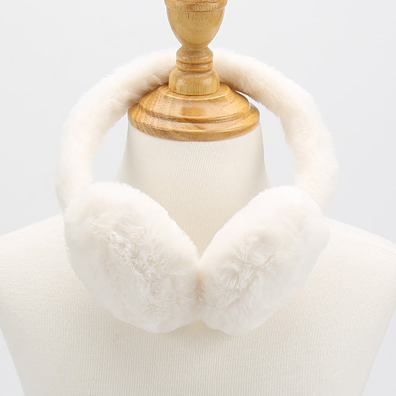 Winter warm earmuffs womens Korean-style cute student earmuffs winter earmuffs plush earmuffs anti-freezing adjustable earmuffs White 