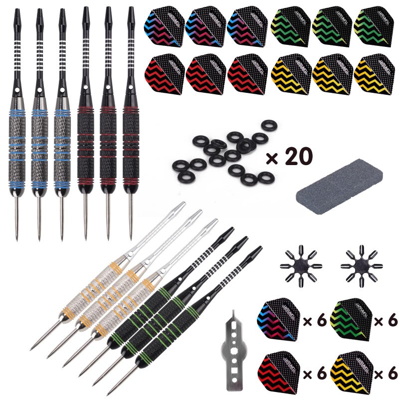 Turnart Darts Metal Tip Set - Steel Tip Darts Darts Set Professional Metal Darts Dart Board Set 12 Pcs 24 Gram 20 O-Rings Aluminum Darts Shafts 24 Extra Flights Darts Tool (Blue) - Image 3