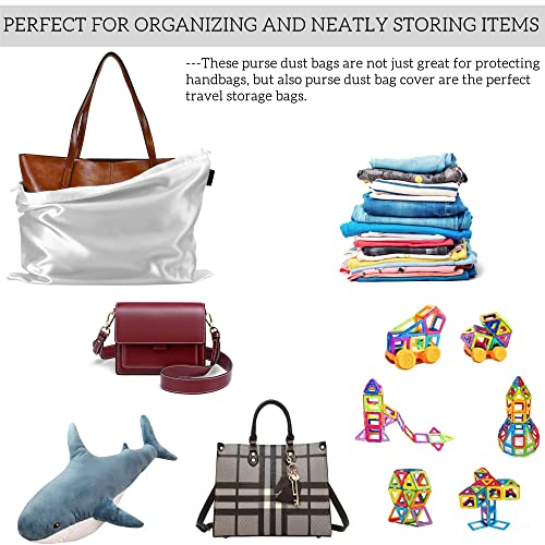 FEICHANGHAO 7 Pack Dust Bags for Handbags Storage Silk Cloth Bag With Drawstring Large Storage Pouch for Handbag Purse Shoes Boots (White, 19.6 × 15.7) - Image 4