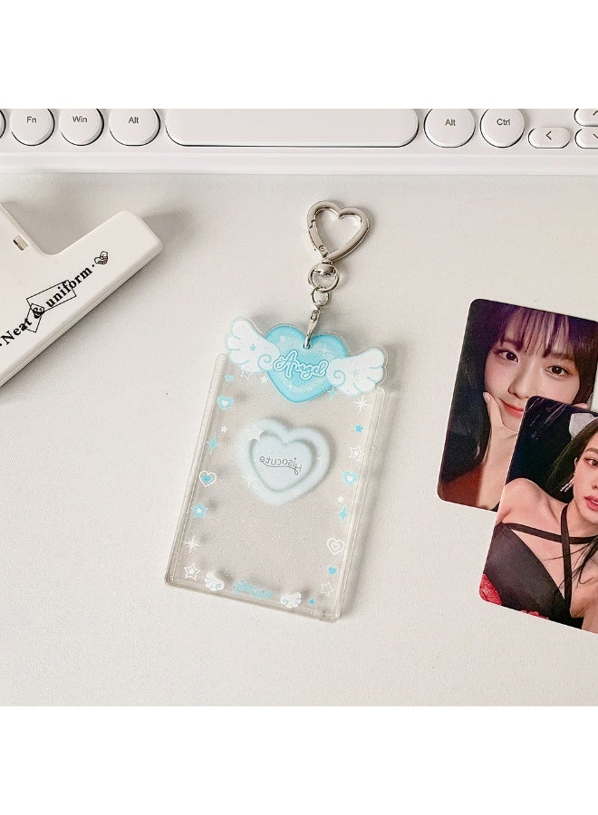 NIBEMINENT 1 - Piece Glitter Wings Kpop Photo Card Holder Pendant Key Chain ID Badge Holder ID Card Holder Photo Card Protector for School ID Office ID Access Card for Women Girls - Image 1