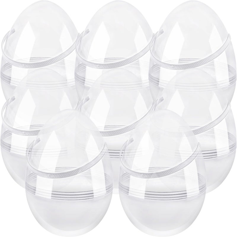 Restroma 8 Pcs 6 Inch 8 Inch 10 Inch Jumbo Clear Easter Eggs with Handles Large Transparent Easter Eggs Empty DIY Plastic Egg - Image 1