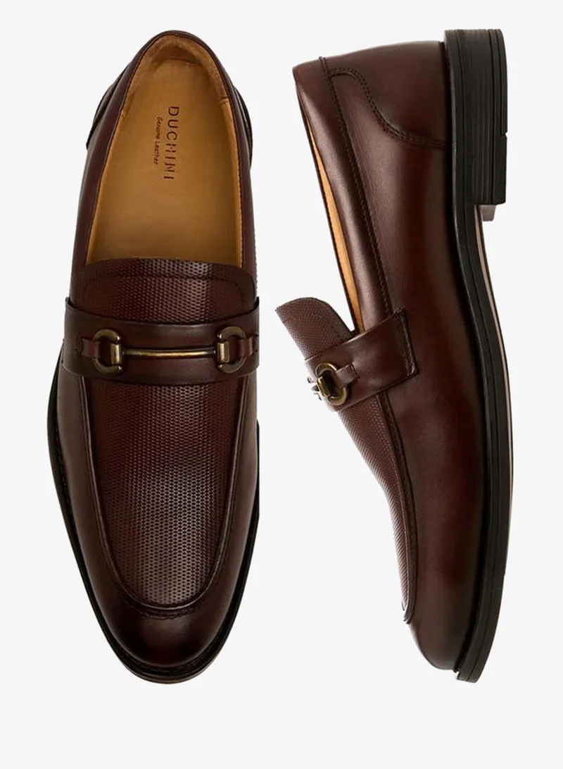 دوتشيني Men Textured Leather Loafers