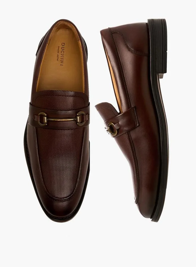 DUCHINI Men Textured Leather Loafers