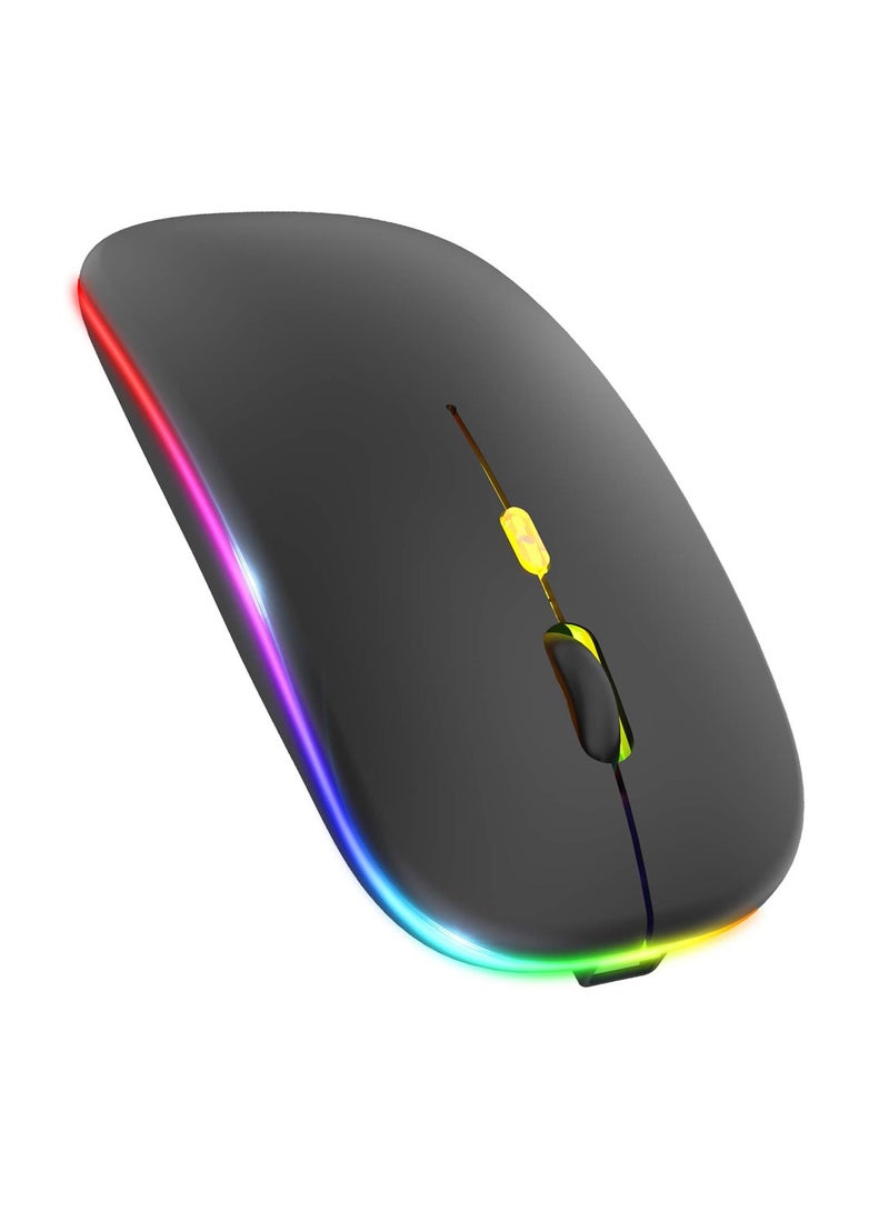 LED Ultra-Thin Wireless Mouse Rechargeable Slim Silent Mouse 2.4G Portable Mobile Optical Office Mouse with USB  Type-c Receiver for Notebook, PC, Laptop, Computer, Desktop - Image 1