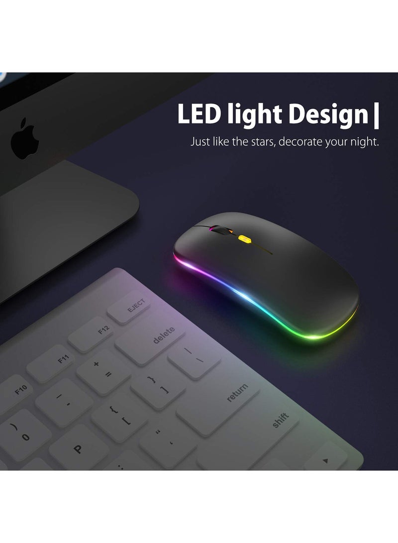 LED Ultra-Thin Wireless Mouse Rechargeable Slim Silent Mouse 2.4G Portable Mobile Optical Office Mouse with USB  Type-c Receiver for Notebook, PC, Laptop, Computer, Desktop - Image 4