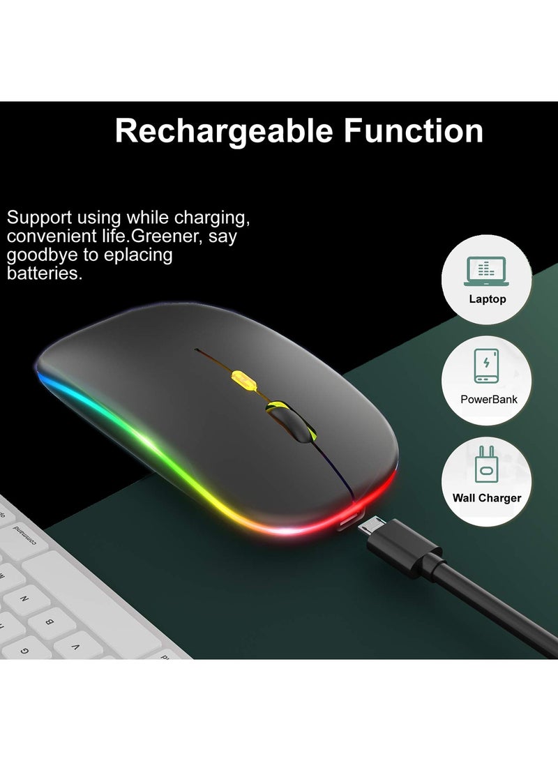LED Ultra-Thin Wireless Mouse Rechargeable Slim Silent Mouse 2.4G Portable Mobile Optical Office Mouse with USB  Type-c Receiver for Notebook, PC, Laptop, Computer, Desktop - Image 2