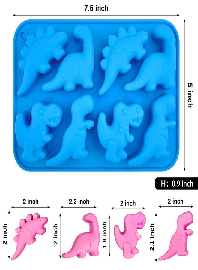 JOERSH 2Pcs Dinosaur Silicone Candy Molds Gummy Dinosaur Molds 8-Cavity Shaped with T-rex, Stegosaurus, Triceratops, Brontosaurus, Non-Stick for Chocolate, Cookie, Snacks, Cake Decorations - Image 2