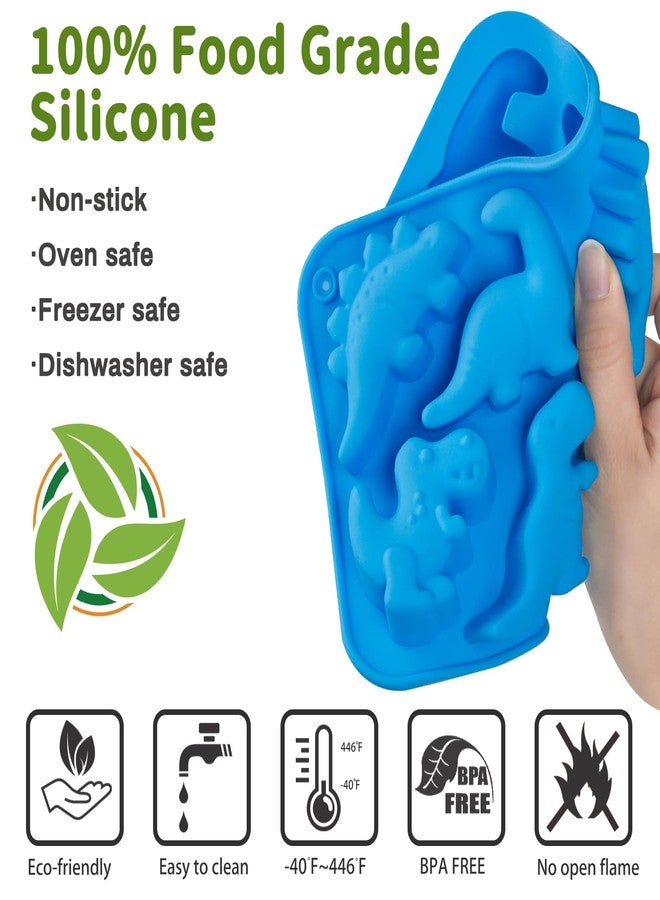 JOERSH 2Pcs Dinosaur Silicone Candy Molds Gummy Dinosaur Molds 8-Cavity Shaped with T-rex, Stegosaurus, Triceratops, Brontosaurus, Non-Stick for Chocolate, Cookie, Snacks, Cake Decorations - Image 3