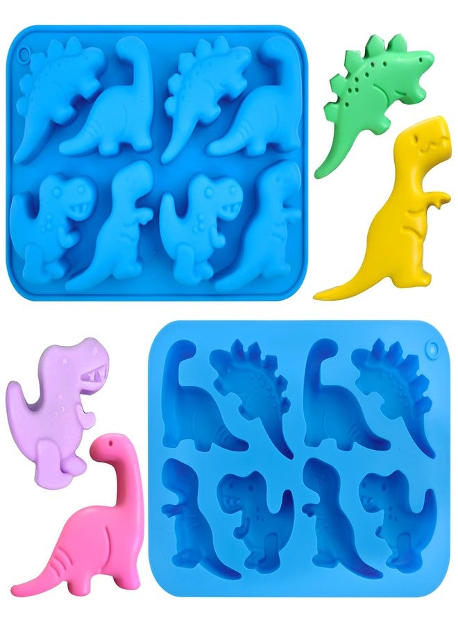 JOERSH 2Pcs Dinosaur Silicone Candy Molds Gummy Dinosaur Molds 8-Cavity Shaped with T-rex, Stegosaurus, Triceratops, Brontosaurus, Non-Stick for Chocolate, Cookie, Snacks, Cake Decorations - Image 1