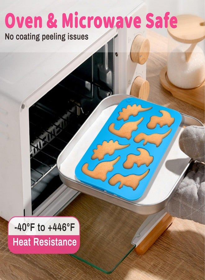 JOERSH 2Pcs Dinosaur Silicone Candy Molds Gummy Dinosaur Molds 8-Cavity Shaped with T-rex, Stegosaurus, Triceratops, Brontosaurus, Non-Stick for Chocolate, Cookie, Snacks, Cake Decorations - Image 5