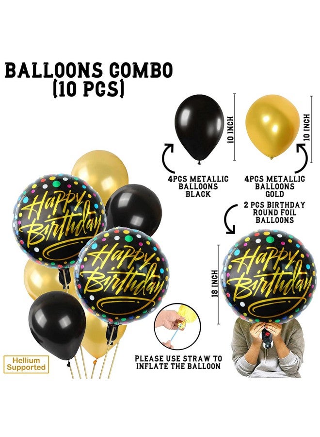 TOYXE Happy Birthday Balloon Bouquet Gold Black Pack of 10 Pcs material Aluminium;Rubber - Image 2