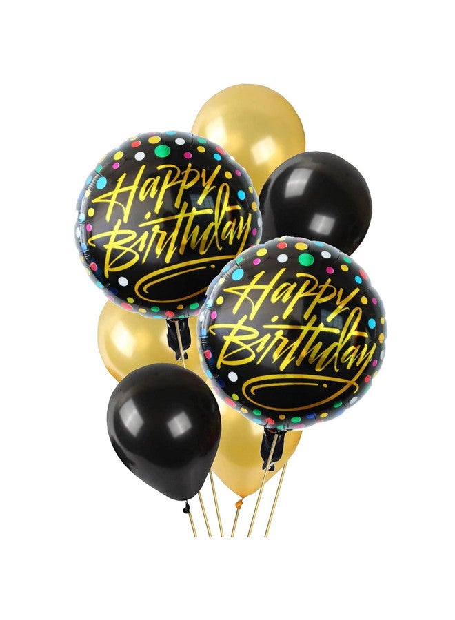 TOYXE Happy Birthday Balloon Bouquet Gold Black Pack of 10 Pcs material Aluminium;Rubber - Image 1