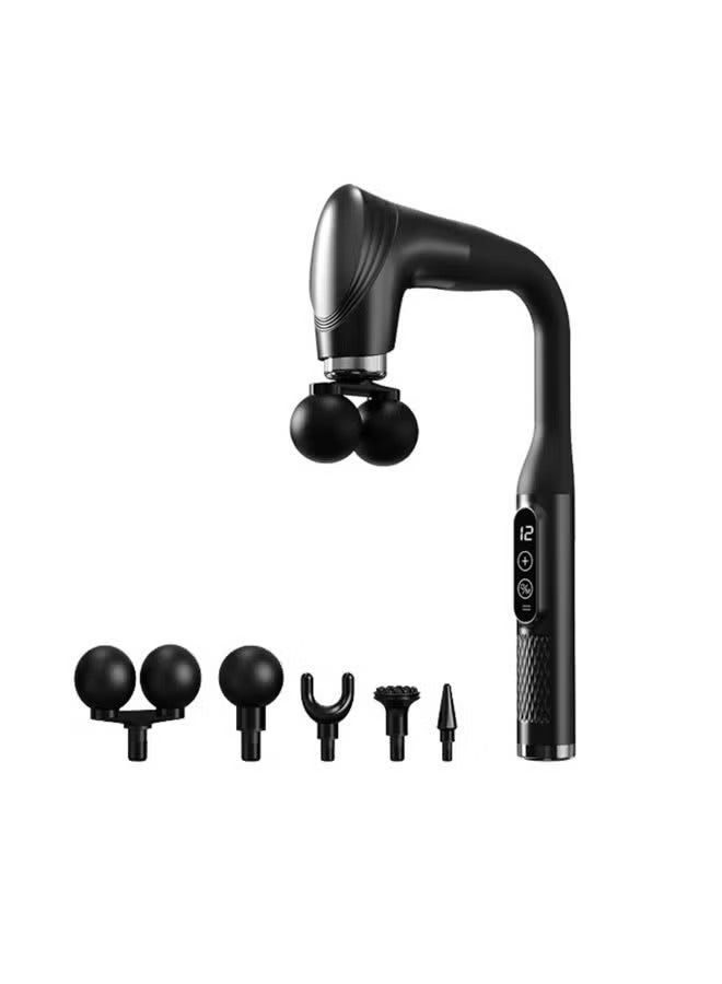 مطرقة تدليك الجسم بالكامل على شكل حرف J، 5 رؤوس قابلة للتبديل، محرك 25 وات، 1-12 سرعة مع أوضاع P2 وP3، 1800-3200 دورة في الدقيقة، خفيفة الوزن وهادئة مع شحن سريع من النوع C. - Image 5