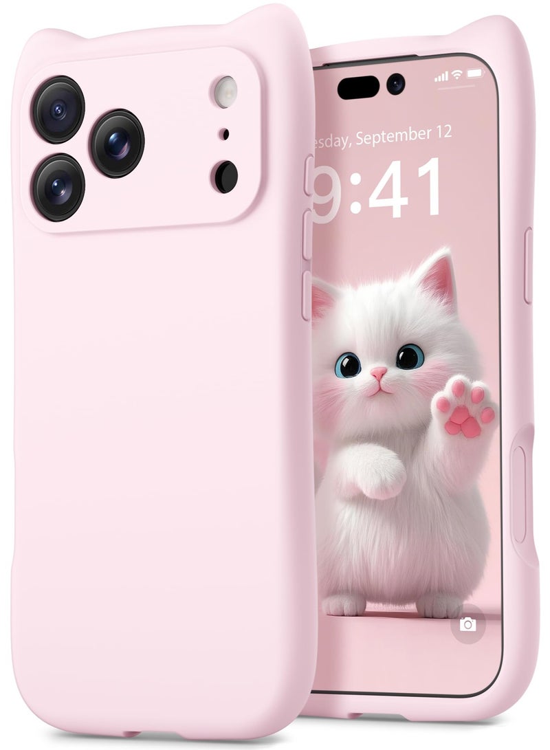 GolbinBox Magnetic for iPhone 17 Pro Max Case,[Compatible with MagSafe][Full Camera Protection],Liquid Silicone Case with Cute Cat Ear,Full Body Shockproof Phone Cover for 17 Pro Max 6.9'',Pastel Pink - Image 1