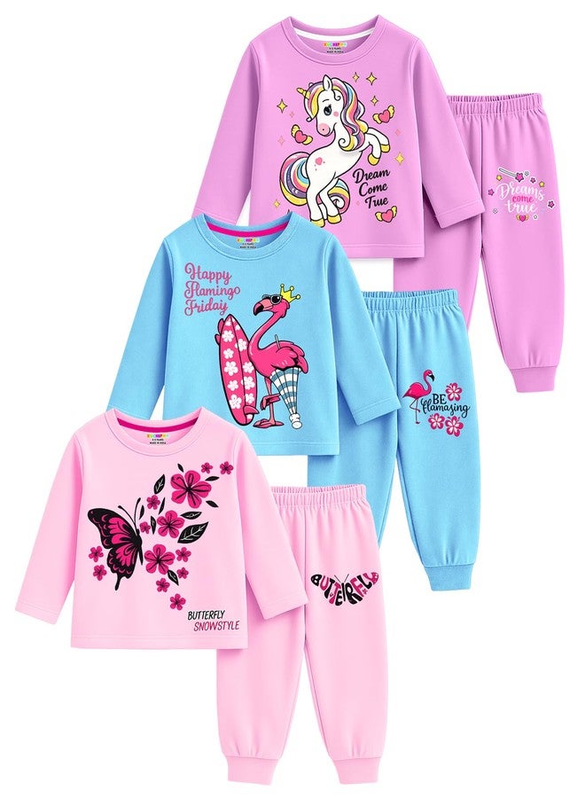 Kuchipoo Baby Girl Regular Fit Cotton T-Shirts and Pyjamas Set (KUC-PSUT-228, 6-12 Months, Multi-Colored) - Image 1