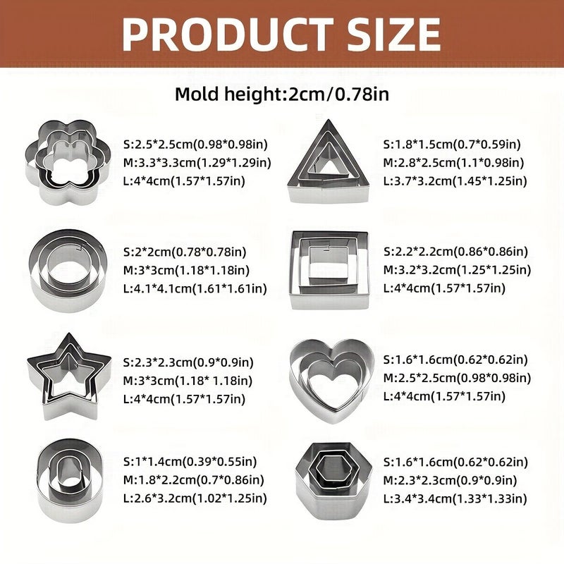 430 Stainless Steel Cookie Cutter Set Box 24pcs Multi Shaped Baking Cutters For Cookies Fondant And Pastry - Image 3