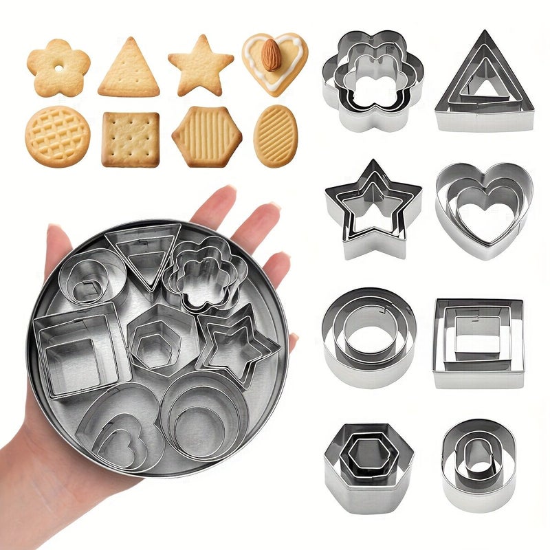430 Stainless Steel Cookie Cutter Set Box 24pcs Multi Shaped Baking Cutters For Cookies Fondant And Pastry - Image 1