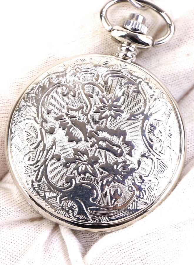 Vintage pocket watch with elegant silver engravings for men and women – classic luxury design - Image 2
